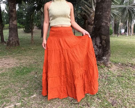 Cotton Maxi Skirt Long Skirts For Women Tiered Skirt Etsy