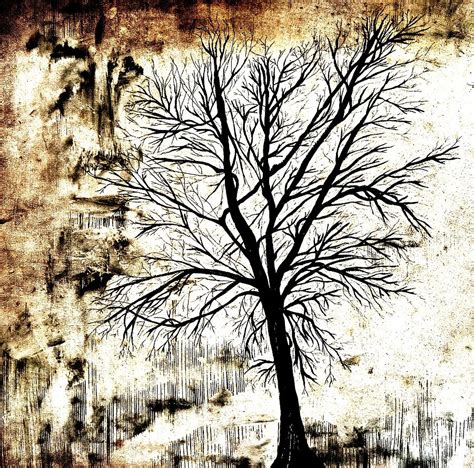 Black White And Sepia Tones Silhouette Tree Painting Painting By Laura