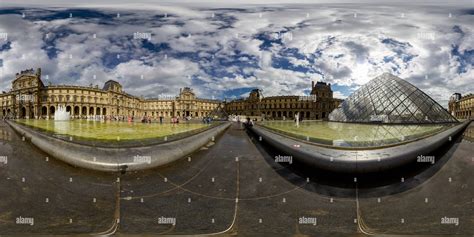 360° View Of View Of The Outside Of The Louvre Museum Pyramid In Paris