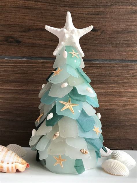 Seaglass Christmas Trees Beach Glass Tree Genuine Sea Glass Etsy Glass Christmas Tree Teal