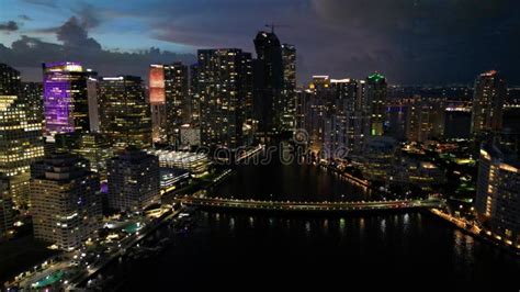Miami Downtown Skyline By Drone At Sunset Stock Footage Video Of