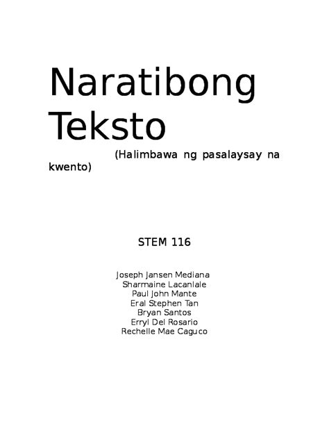 Maikling Kwento 5 Halimbawa Ng Tekstong Naratibo Gambaran