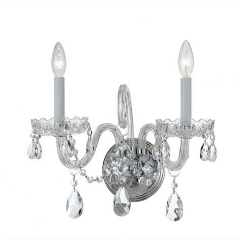 Crystorama Traditional Crystal 15 In 2 Light Polished Chrome Wall