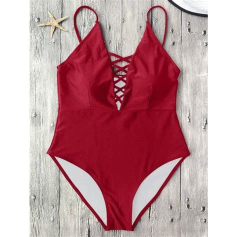 Cami Lace Up Strappy Padded One Piece Bathing Suit 11 Liked On