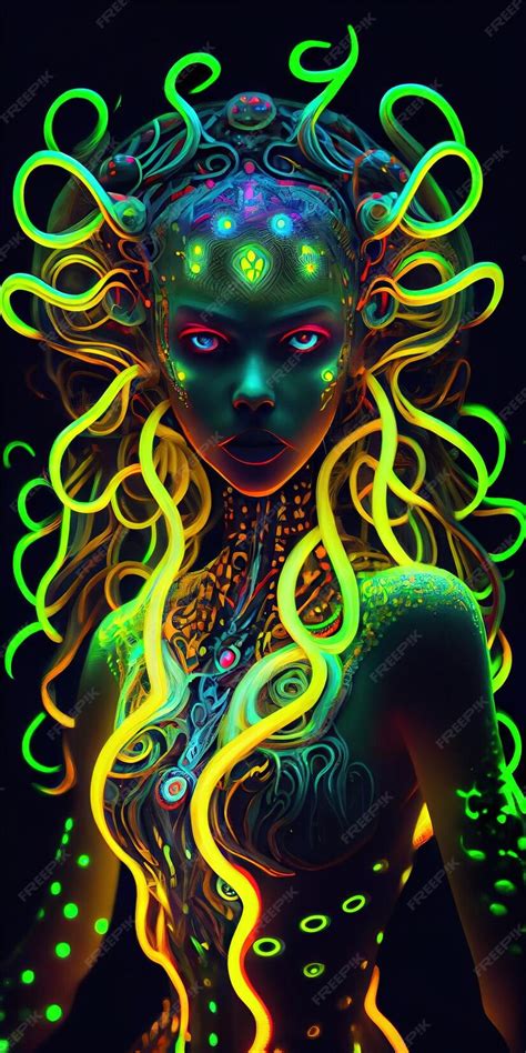 Premium Photo Portrait Of A Mystical Fantasy Bioluminescent Neon