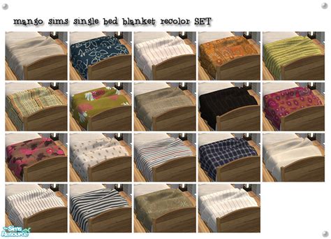 The Sims Resource Mango Sims Single Bed Blanket Recolor Set