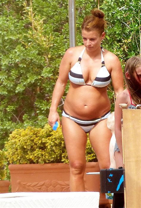 Coleen Rooney In A Striped Bikini Shows Off Her Growing Baby Bump