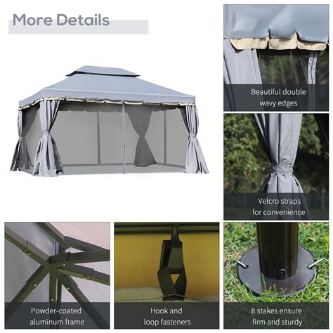 Outsunny X M Tier Gazebo Aluminium Garden Marquee Party Tent Canopy