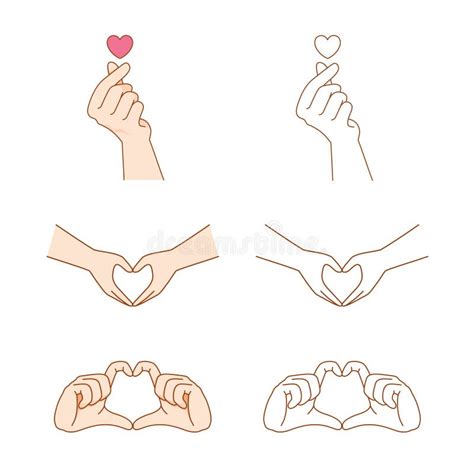 Various Heart Shaped Hands Gesture For Valentines Day Stock Vector