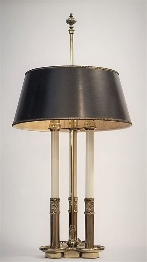 Sold Brasscandle Lamp W Black Shade 2519 Rubbish Interiors Inc