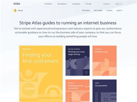 Stripe Atlas Guides | Web design, Design, User interface design