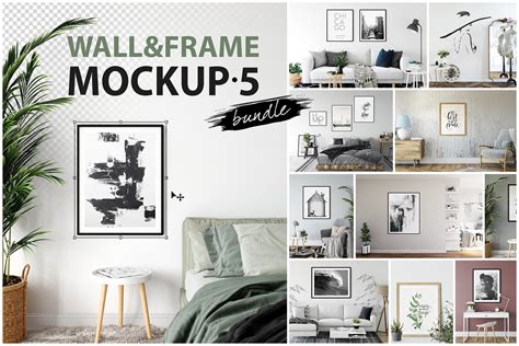 Frames And Walls Mockup Bundle 5 Creative Photoshop Templates