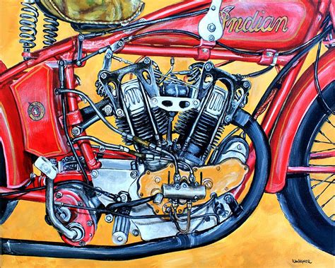 Painting is one of the arduous tasks in maintaining the condition of your motorcycle due to the repetitive layering and spraying of surface material. Indian Motorcycle 1913 Twin Painting by Karl Wagner