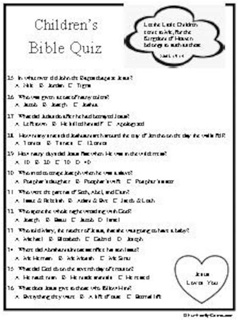 Multiple Choice Printable Bible Trivia Questions