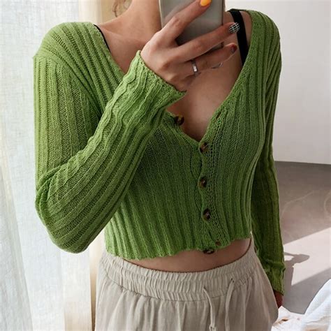 Spring Autumn Sweaters Women V Neck Thin Short Cardigan Knitted