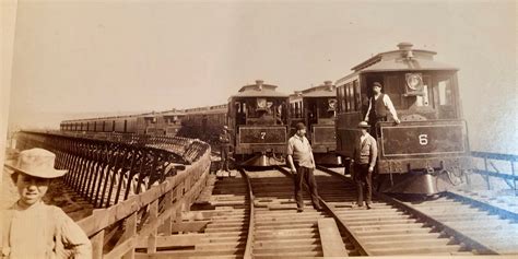 Railroadtrainsteam Engine Photo Parallel Trains On Tressle Bridge