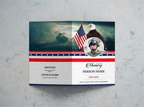 folded funeral brochure mockup  army military mockuphut