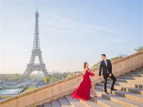 Engaged In Paris With Photoshoot At Eiffel Tower Stairs Paris Couple