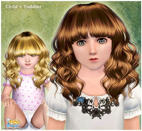 Curly Hair With Straight Bangs Id 885 By Peggy Zone Sims 3 Hairs