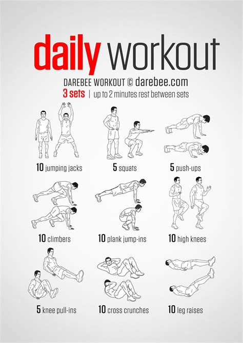Easy Daily Workout Easy Daily Workouts Weekly Gym Workouts Workout