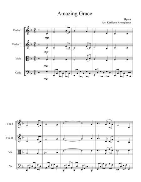 Amazing Grace Sheet Music Hymn String Quartet