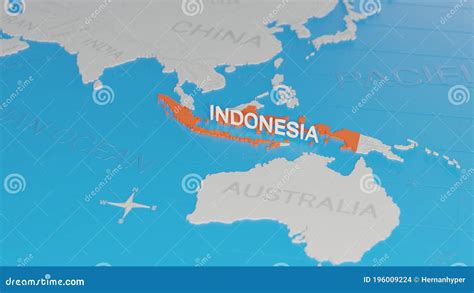 Indonesia Highlighted On A White Simplified 3d World Map Digital 3d