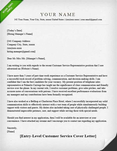 A cover letter for a customer service job also should have all the required elements of a good cover letter, including all the following: Customer Service Cover Letter Samples | Resume Genius