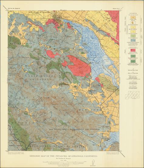 Sonoma County California Geological Map Of The Petaluma Quadrangle