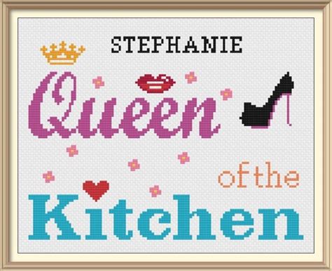 Go cross stitch crazy with our huge selection of free cross stitch patterns! Queen of the Kitchen - Personalized PDF Cross Stitch ...