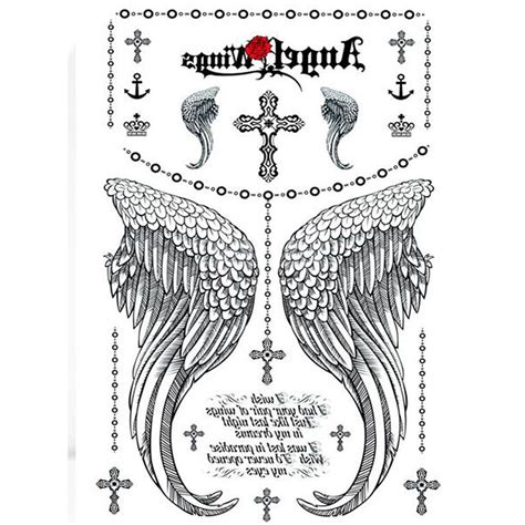 Yeeech Temporary Tattoos Sticker For Women Fake Angle Wings Cross Crown