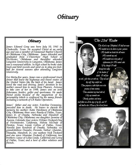 Free 12 Sample Obituary Program Templates In Pdf Psd Ms Word Ai Gambaran