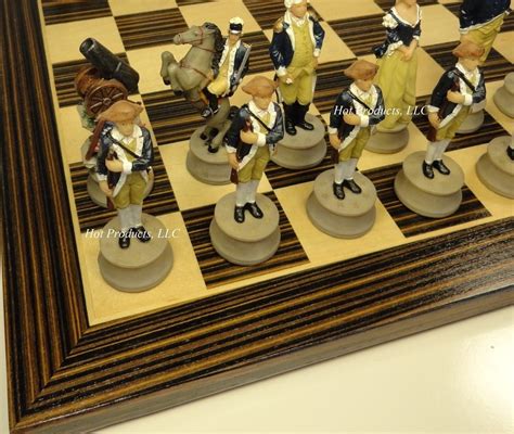 American Revolution Chess Set W 14 Ebony Black And Maple Wood Board