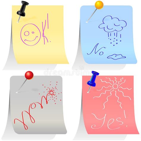 Vector Set Of Colored Labels Pinned With Pins Stock Vector