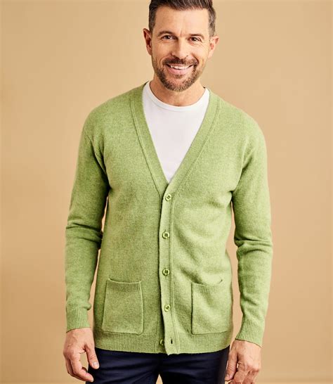 Seaweed Lambswool V Neck Knitted Cardigan Woolovers Us