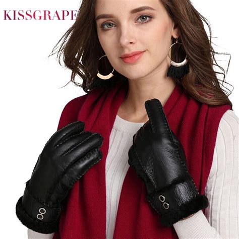 Brand New Women Genuine Leather Gloves Female Outdoor Winter Super Warm