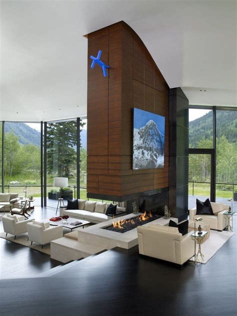 16 Gorgeous Double Sided Fireplace Design Ideas Take A Look Brown