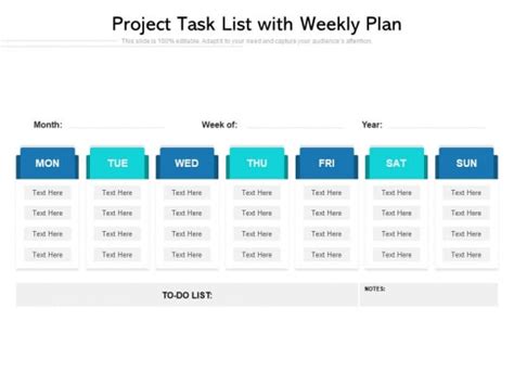 Project Task List With Weekly Plan Ppt Infographic Template Graphic Tips PDF PowerPoint Templates