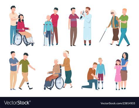People With Disabilities And Friends Disable Vector Image