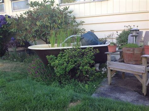 Backyard water feature idea with spiraling staircase. 17 Best images about Old porcelin bathtub water features ...