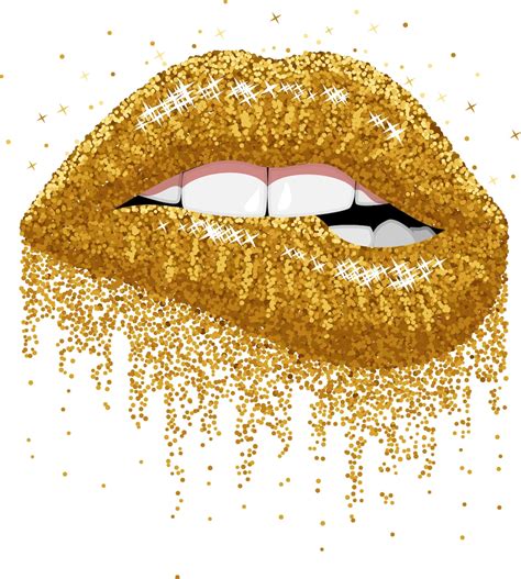 Gold Glitter Lips Png Sublimation Graphics Golden Glitter Etsy