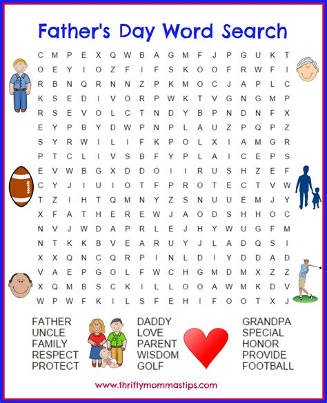Fathers Day Word Search Free Printable Fathers Day Word Search