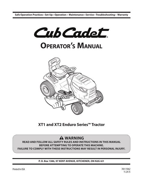 Cub Cadet Xt1 Enduro Xt2 Enduro Operators Manual Manualzz
