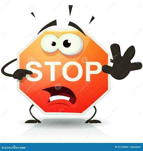 Stop Road Sign Icon Character Stock Vector Image 31143405