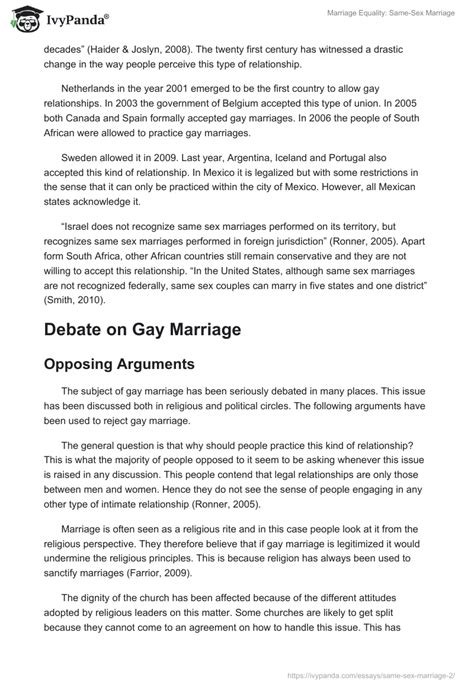 Marriage Equality Same Sex Marriage 1619 Words Critical Writing