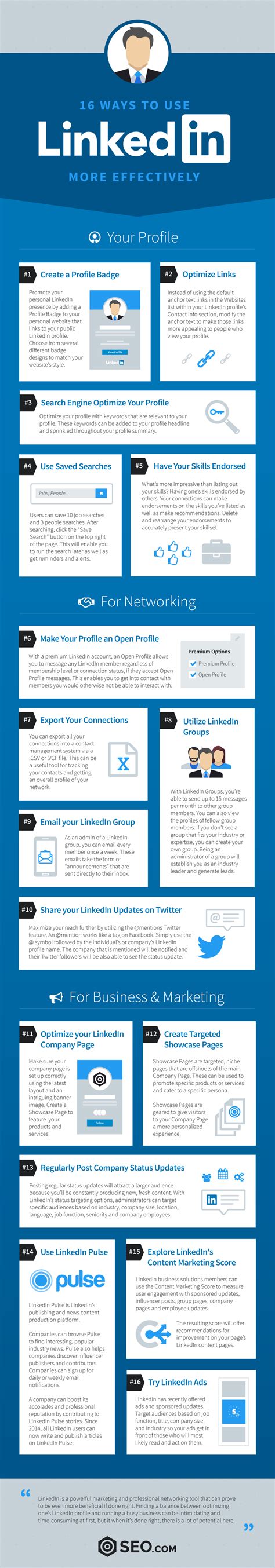 16 Ways To Use Linkedin More Effectively Infographic