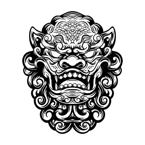 Premium Vector Balinese Barong Mask Illustration