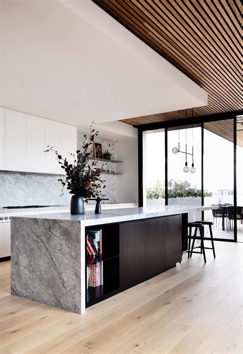 Remodel — Kitchen Island With Waterfall Edge With Open Book