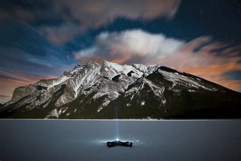 Frozen Lake Minnewanka At Night Canada Photo One Big Photo