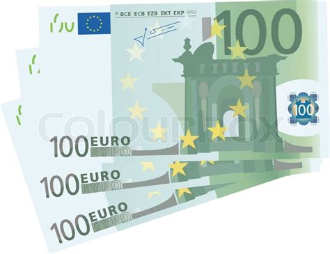 Und was sind die sicherheitsmerkmale der ersten serie? Vector drawing of a 3x 100 Euro bills ... | Stock vector | Colourbox