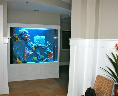 600 Gallon Marine Aquarium Room Divider With Faux Reef Aquarium